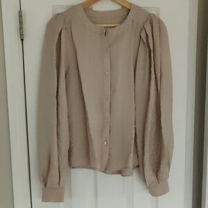 a New day Taupe Button-Up Blouse